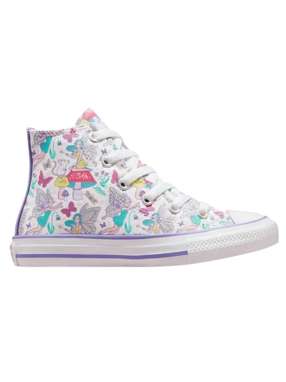 Converse White Purple Fairy Print Chuck Taylor High-Top Canvas Sneakers